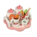 Wooden Tea Set Pink Flowers Pitcher Tray