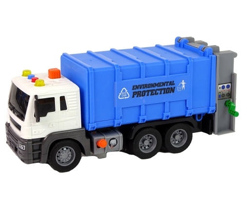 Rubbish truck Friction Drive Sound Blue 1:16 Waste Segregation