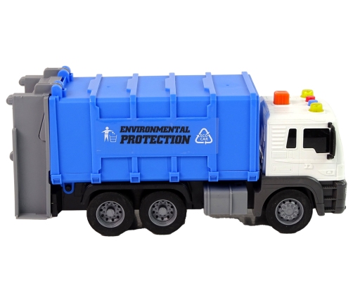 Rubbish truck Friction Drive Sound Blue 1:16 Waste Segregation