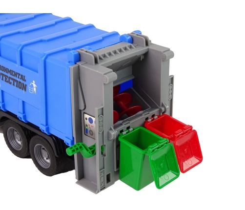 Rubbish truck Friction Drive Sound Blue 1:16 Waste Segregation