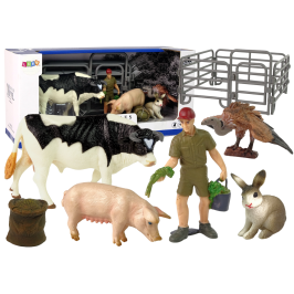 Large Farm Animal Figurine Set + Farmer and Homestead 10 Pieces