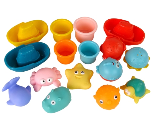 Water Animals Rubber Mesh Bathing Set  Sea creatures 17 pieces