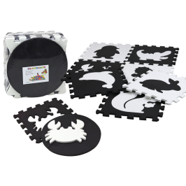 Soft Puzzle Mat Contrasting Educational EVA Foam Black and White 19 pieces.