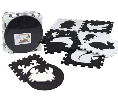 Soft Puzzle Mat Contrasting Educational EVA Foam Black and White 19 pieces.