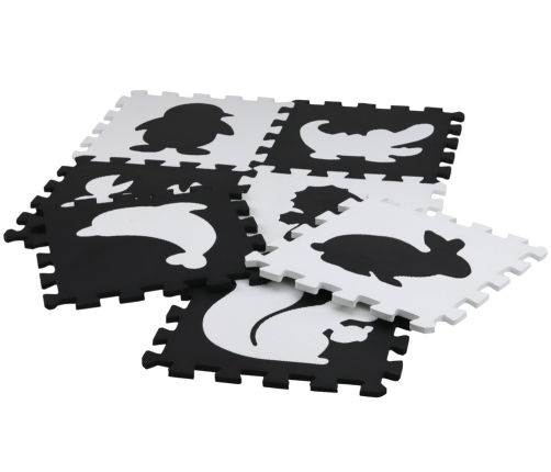 Soft Puzzle Mat Contrasting Educational EVA Foam Black and White 19 pieces.