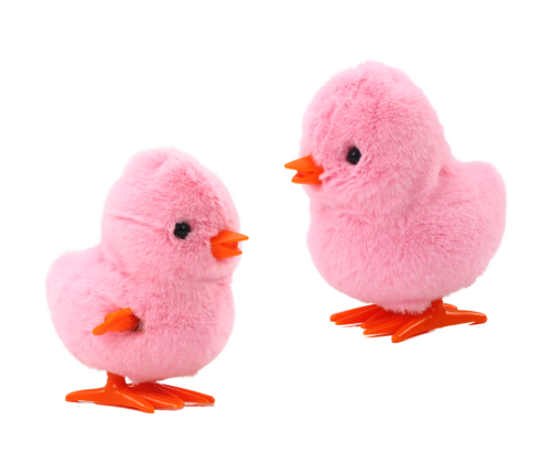 Jumping Chicken Wind-Up Plush Toy Decoration Pink