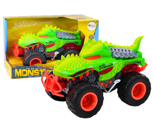 Off-Road Car Dinosaur T-Rex Lights Sounds Drive Green