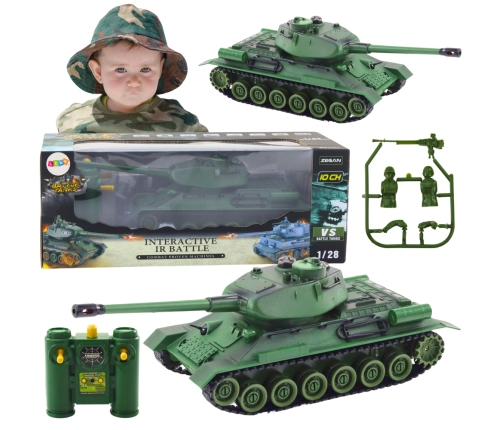 Remote Controlled Military Tank RC 1:28 Rotating Turret Green