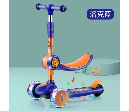 Three-wheeled balance scooter Saddle Blue Music Diodes Cat