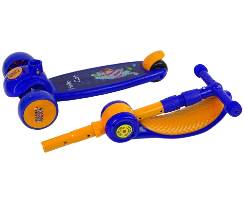 Three-wheeled balance scooter Saddle Blue Music Diodes Cat