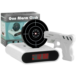 Gun Alarm Clock with Laser Pistol White