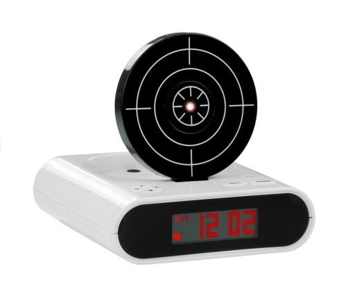 Gun Alarm Clock with Laser Pistol White