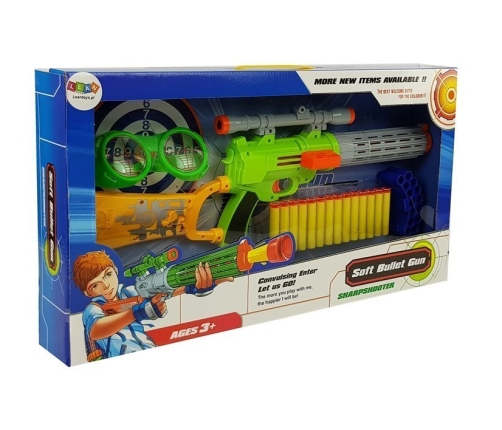 Foam Cartridge Rifle with target for shooting Green