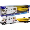 Wohnmobile with a Yellow Motorboat and 1:48 Friction Drive