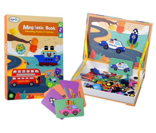 Magnetic Jigsaw Book Vehicles Cards Helicopter Police