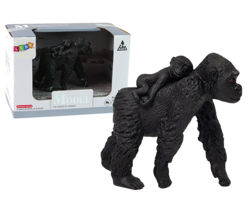 Set Gorilla Figurine with Baby Animals