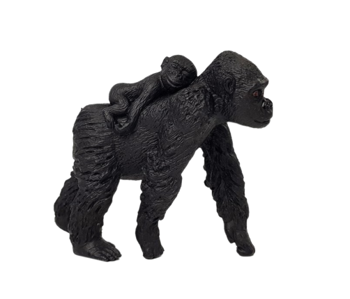 Set Gorilla Figurine with Baby Animals