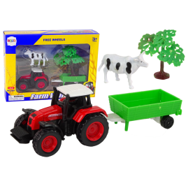 Farm Set Tractor Trailer Cow 1:64