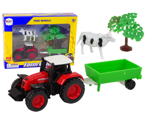 Farm Set Tractor Trailer Cow 1:64