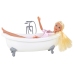 Children's Doll Long Blonde Hair Bathrobe Pink Bathtub Bathroom