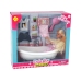 Children's Doll Long Blonde Hair Bathrobe Pink Bathtub Bathroom