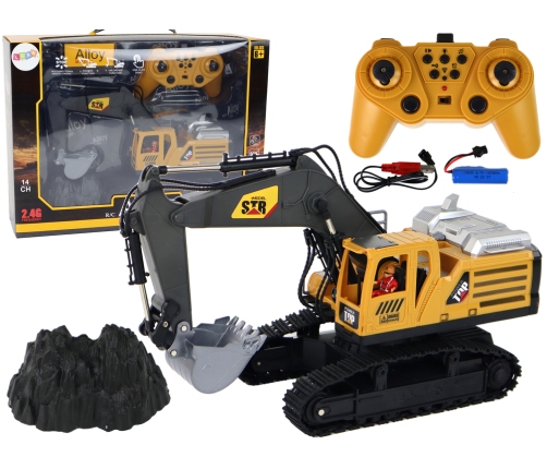 Construction Vehicle Remote Controlled Excavator RC 14 Channels Yellow 1:14