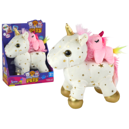 Unicorn Plush Sleeping Animal Lullaby White With Stars Set