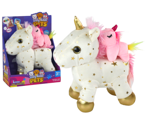 Unicorn Plush Sleeping Animal Lullaby White With Stars Set