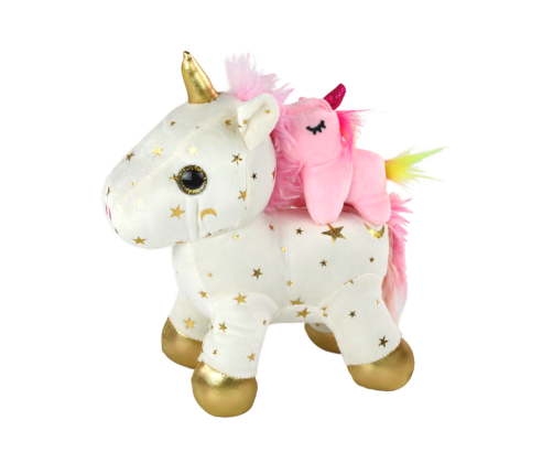 Unicorn Plush Sleeping Animal Lullaby White With Stars Set