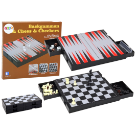 3in1 Game Set Magnetic Board Chess Checkers Backgammon