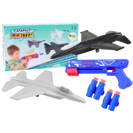 2in1 Dart Gun Airplane Launcher Blue