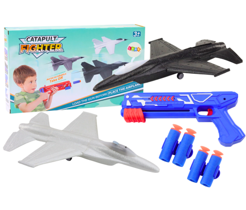 2in1 Dart Gun Airplane Launcher Blue