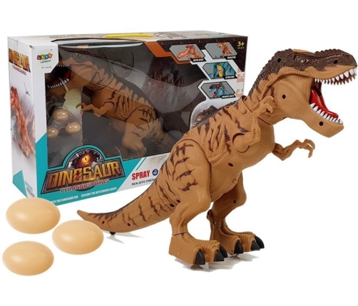 Battery Operated Dinosaur Tyrannosaurus Lays Eggs Brown with Steam