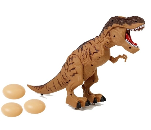 Battery Operated Dinosaur Tyrannosaurus Lays Eggs Brown with Steam