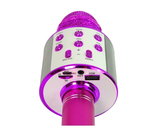 Wireless Microphone USB Speaker Karaoke Recording Model WS-858 Pink