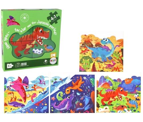 Puzzle Dinosaur World 4 in 1 Puzzle Dinosaurs 4 Pictures 73 Pieces.