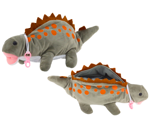 Plush Dinosaur Pencil Case Storage Box Pendant Gray