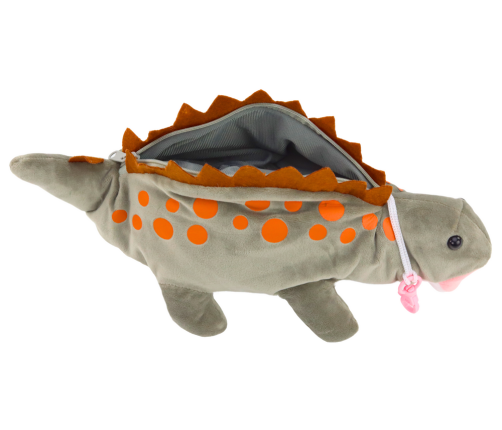 Plush Dinosaur Pencil Case Storage Box Pendant Gray