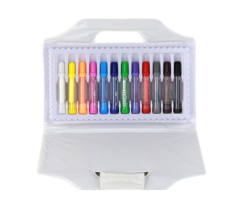 Set of Colored Acrylic Markers in a Suitcase, 12 Pieces