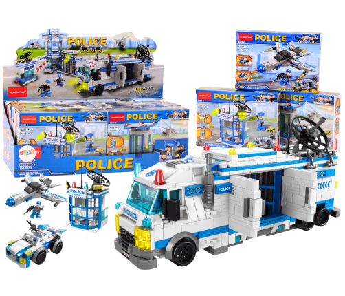 Police Boat Plane Helicopter Construction Bricks Blue MIX