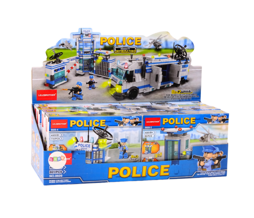 Police Boat Plane Helicopter Construction Bricks Blue MIX