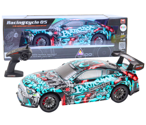 Large Remote Controlled RC Sports Car 1:8 Lights Sounds Graffiti