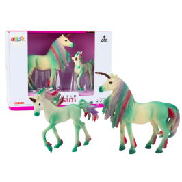 Collectible Figurines Unicorn with Little Green 2 pcs