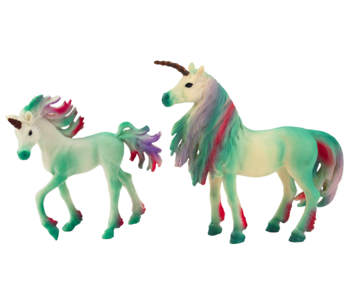 Collectible Figurines Unicorn with Little Green 2 pcs