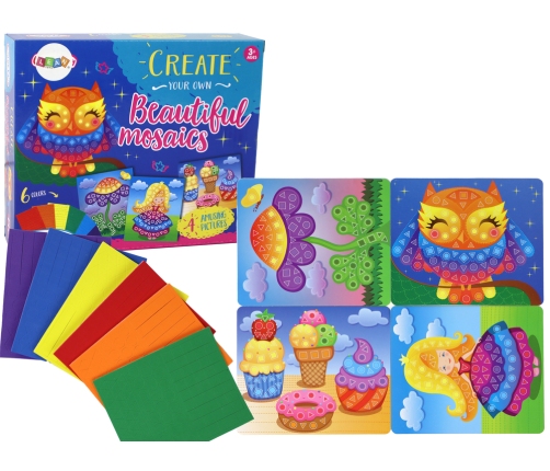 Creative Set Colorful Mosaic Owl Scrapbook