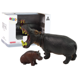 Set of 2 Figurines Hippopotamus with cub