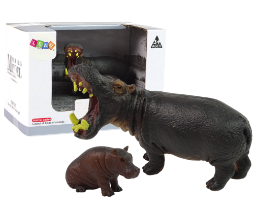 Set of 2 Figurines Hippopotamus with cub