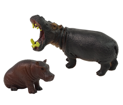 Set of 2 Figurines Hippopotamus with cub