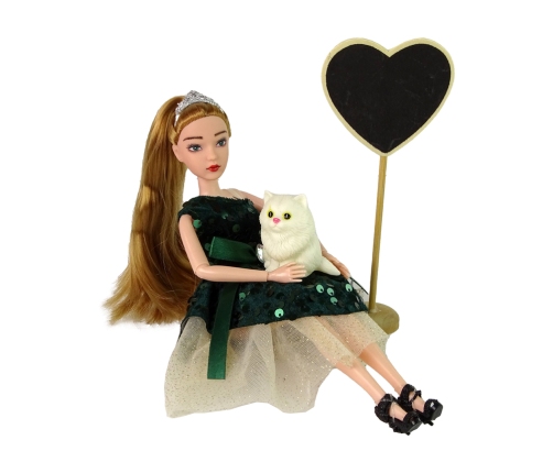 Emily Wooden Heart White Cat Baby Doll