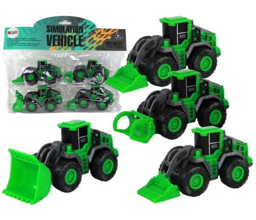 Farm Vehicle Set Green Tractors 4 Pieces